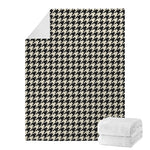 Tan And Black Houndstooth Pattern Print Blanket