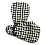 Tan And Black Houndstooth Pattern Print Boxing Gloves