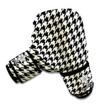 Tan And Black Houndstooth Pattern Print Boxing Gloves