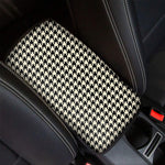 Tan And Black Houndstooth Pattern Print Car Center Console Cover