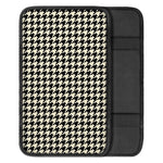 Tan And Black Houndstooth Pattern Print Car Center Console Cover