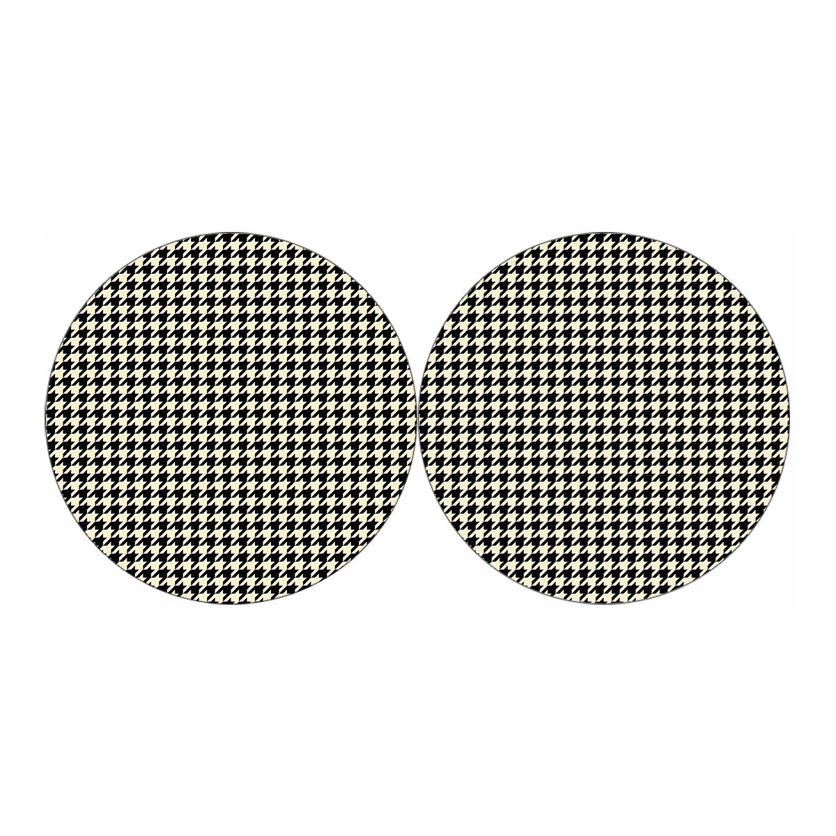 Tan And Black Houndstooth Pattern Print Car Coasters