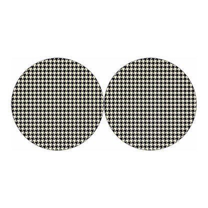 Tan And Black Houndstooth Pattern Print Car Coasters