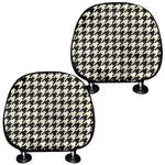 Tan And Black Houndstooth Pattern Print Car Headrest Covers
