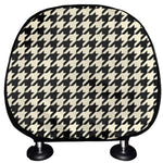 Tan And Black Houndstooth Pattern Print Car Headrest Covers