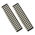 Tan And Black Houndstooth Pattern Print Car Seat Belt Covers