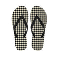 Tan And Black Houndstooth Pattern Print Flip Flops