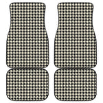 Tan And Black Houndstooth Pattern Print Front and Back Car Floor Mats