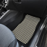 Tan And Black Houndstooth Pattern Print Front and Back Car Floor Mats