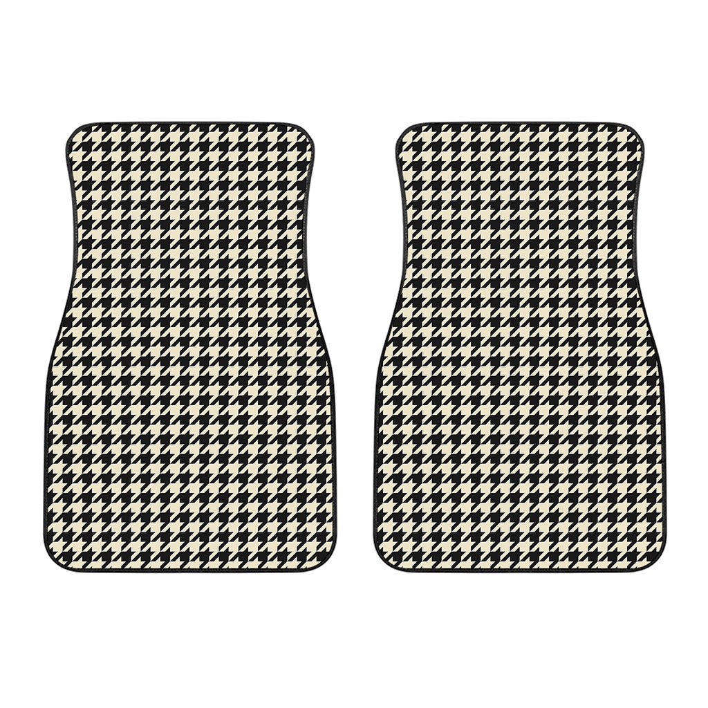Tan And Black Houndstooth Pattern Print Front Car Floor Mats