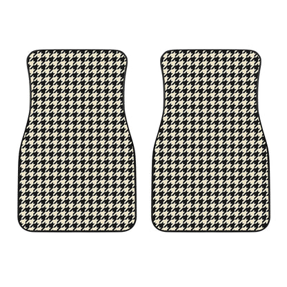 Tan And Black Houndstooth Pattern Print Front Car Floor Mats