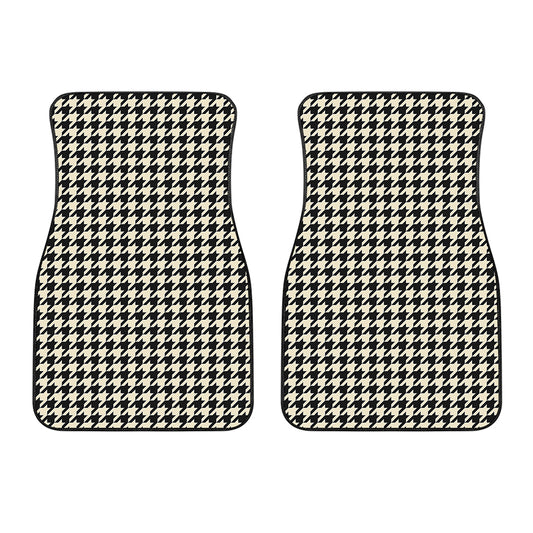 Tan And Black Houndstooth Pattern Print Front Car Floor Mats