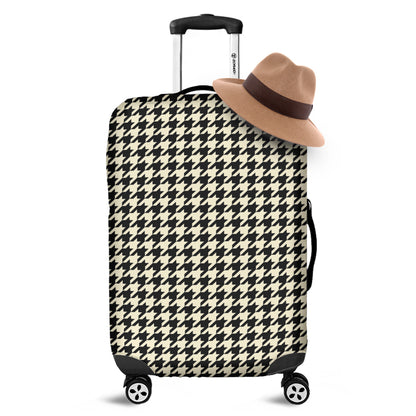 Tan And Black Houndstooth Pattern Print Luggage Cover