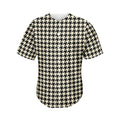 Tan And Black Houndstooth Pattern Print Men's Baseball Jersey