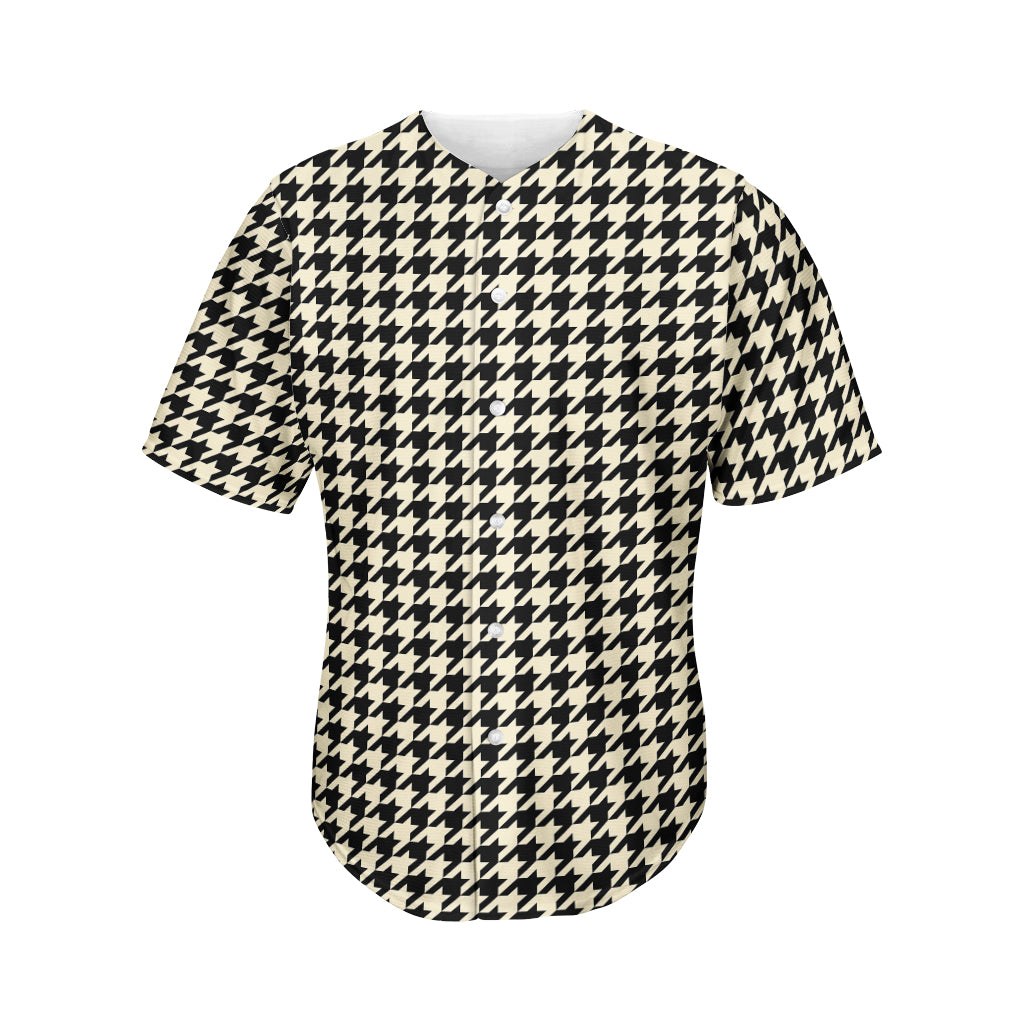 Tan And Black Houndstooth Pattern Print Men's Baseball Jersey