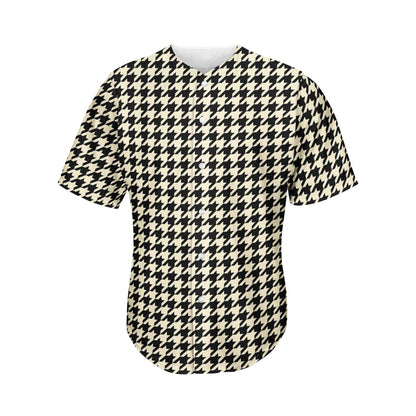 Tan And Black Houndstooth Pattern Print Men's Baseball Jersey