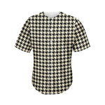 Tan And Black Houndstooth Pattern Print Men's Baseball Jersey