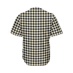 Tan And Black Houndstooth Pattern Print Men's Baseball Jersey