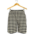 Tan And Black Houndstooth Pattern Print Men's Shorts