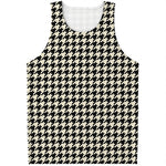 Tan And Black Houndstooth Pattern Print Men's Tank Top