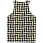 Tan And Black Houndstooth Pattern Print Men's Tank Top