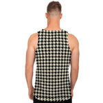 Tan And Black Houndstooth Pattern Print Men's Tank Top