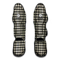 Tan And Black Houndstooth Pattern Print Muay Thai Shin Guards