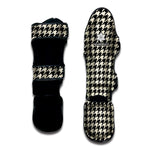 Tan And Black Houndstooth Pattern Print Muay Thai Shin Guard