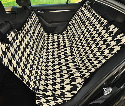 Tan And Black Houndstooth Pattern Print Pet Car Back Seat Cover