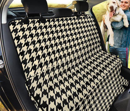 Tan And Black Houndstooth Pattern Print Pet Car Back Seat Cover