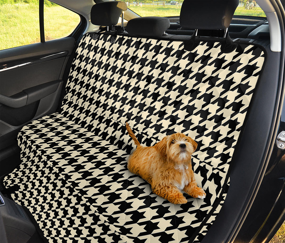 Tan And Black Houndstooth Pattern Print Pet Car Back Seat Cover