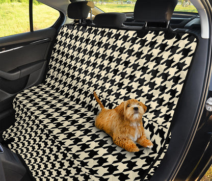 Tan And Black Houndstooth Pattern Print Pet Car Back Seat Cover