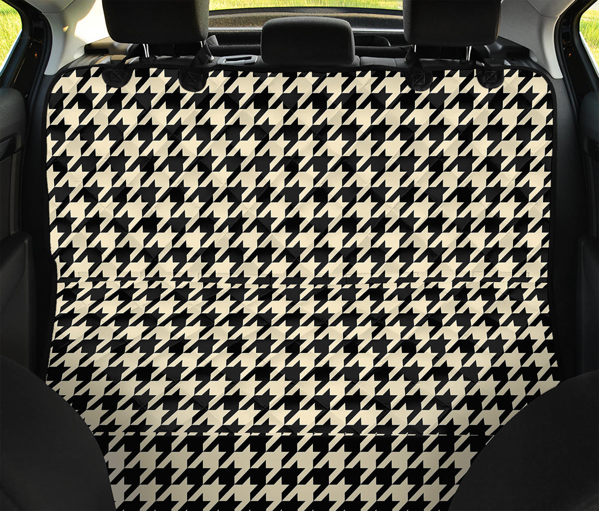 Tan And Black Houndstooth Pattern Print Pet Car Back Seat Cover
