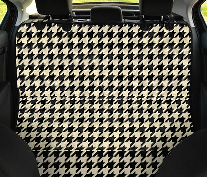 Tan And Black Houndstooth Pattern Print Pet Car Back Seat Cover