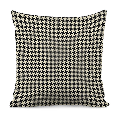 Tan And Black Houndstooth Pattern Print Pillow Cover