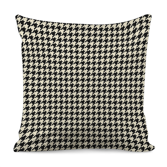 Tan And Black Houndstooth Pattern Print Pillow Cover