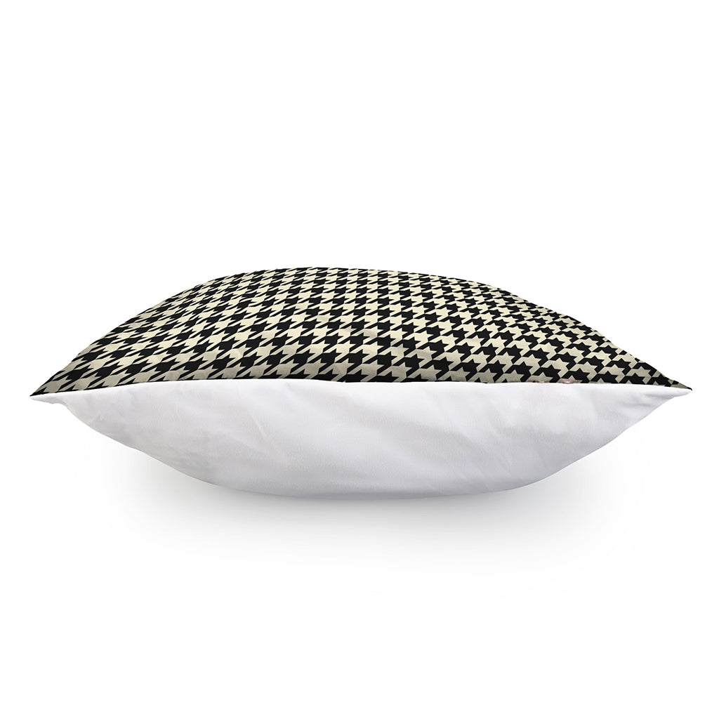 Tan And Black Houndstooth Pattern Print Pillow Cover