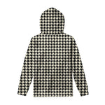 Tan And Black Houndstooth Pattern Print Pullover Hoodie