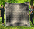 Tan And Black Houndstooth Pattern Print Quilt