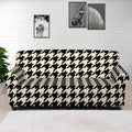 Tan And Black Houndstooth Pattern Print Sofa Cover