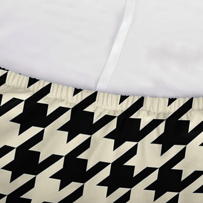 Tan And Black Houndstooth Pattern Print Sofa Cover