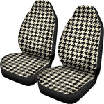 Tan And Black Houndstooth Pattern Print Universal Fit Car Seat Covers