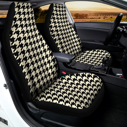 Tan And Black Houndstooth Pattern Print Universal Fit Car Seat Covers