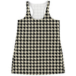 Tan And Black Houndstooth Pattern Print Women's Racerback Tank Top
