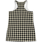 Tan And Black Houndstooth Pattern Print Women's Racerback Tank Top