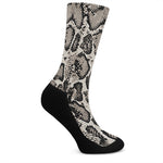 Tan And Black Snakeskin Print Crew Socks