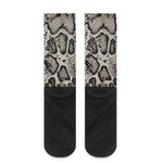 Tan And Black Snakeskin Print Crew Socks