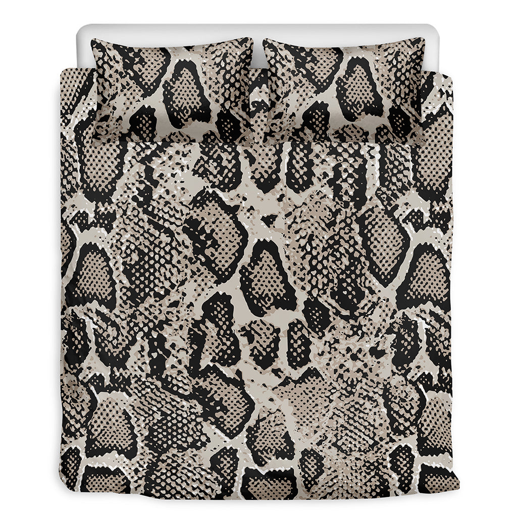 Tan And Black Snakeskin Print Duvet Cover Bedding Set