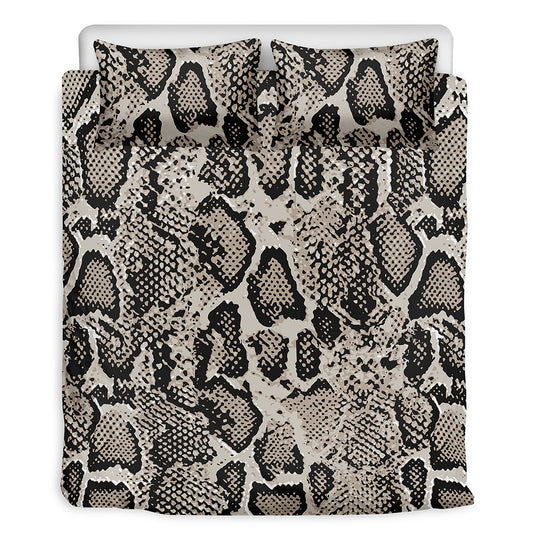 Tan And Black Snakeskin Print Duvet Cover Bedding Set