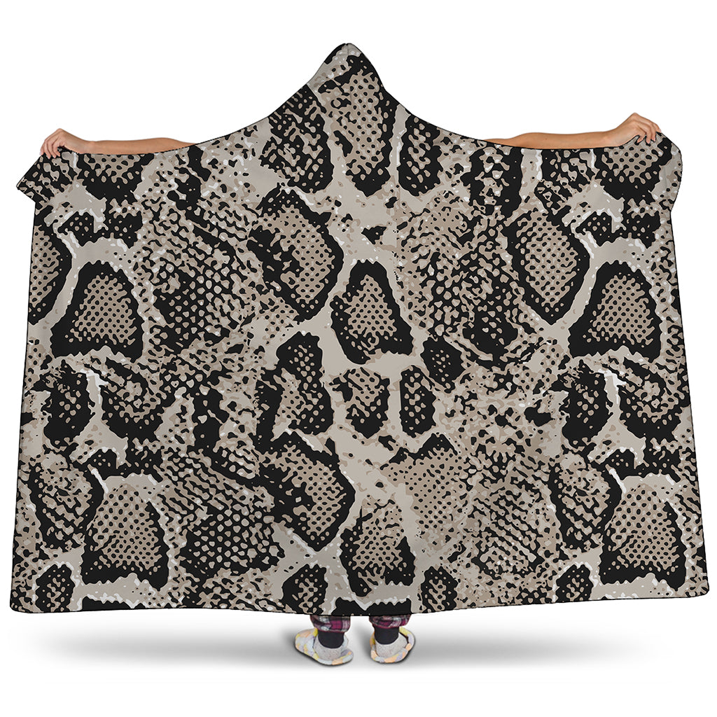Tan And Black Snakeskin Print Hooded Blanket